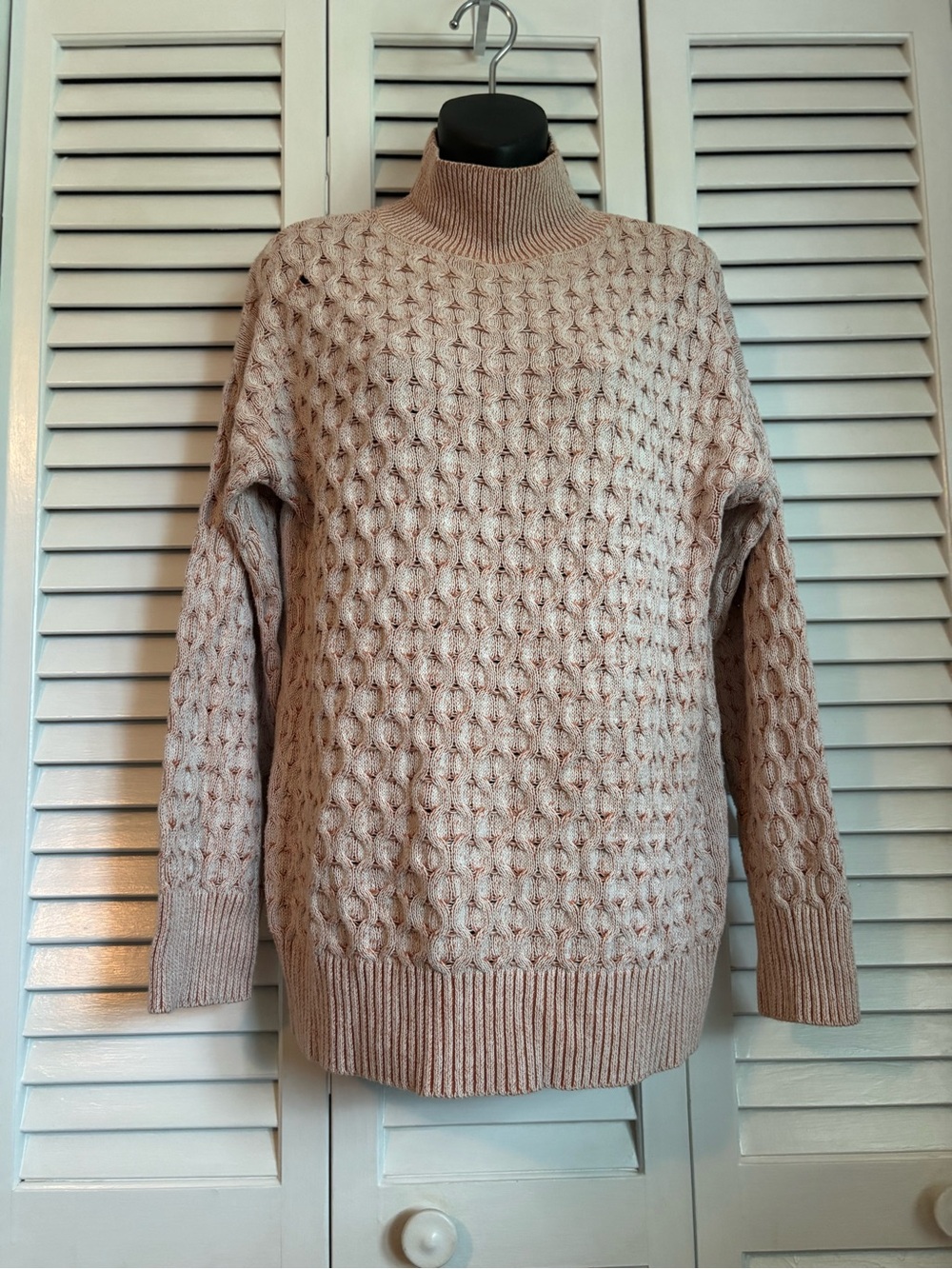 Knox Rose Pink Textured Ribbed Knit Turtleneck Pullover Sweater Women’s XS